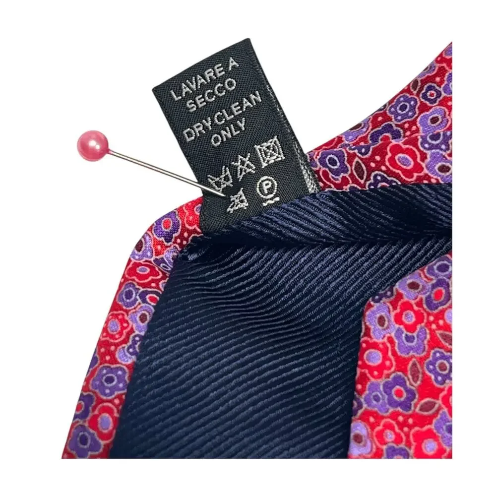 Ermenegildo Zegna Tie Mens Red Silk Floral Classic Luxury Made In Italy Y2K